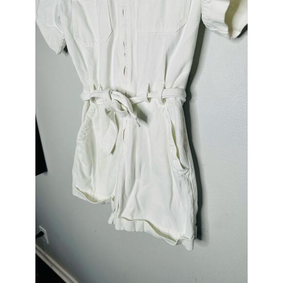 A. P. C. White Denim 100% Cotton Short Romper Combinaison Hills Romper Size 40 - Picture 9 of 12